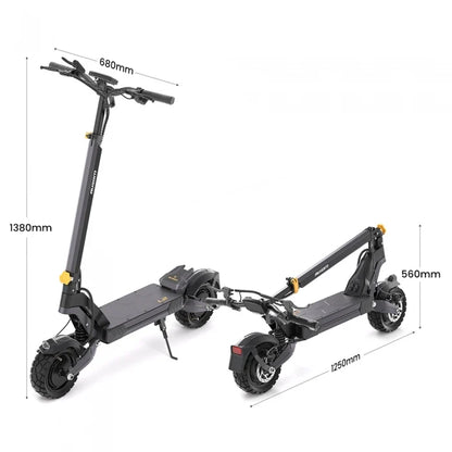 Ausom L2 Dwusilnikowa składana hulajnoga elektryczna, silnik 2*800W, 20km/h, bateria 48V 15,6Ah, opony 10x3 Cali, zasięg 70km - Dostawca